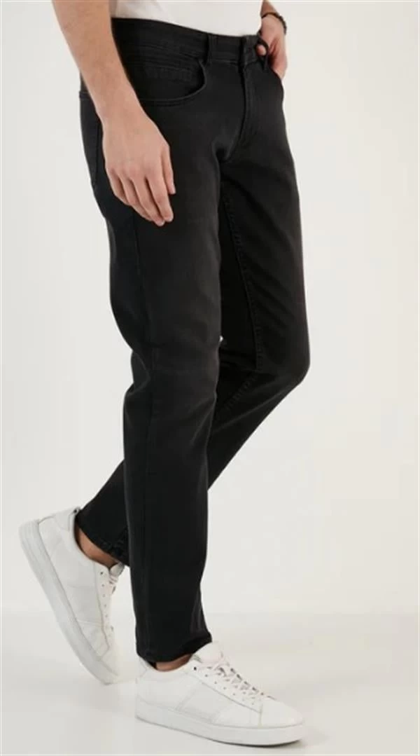 Yüksek Bel Geniş Kesim Erkek Jean Pantolon  - Renk: Siyah, Beden: 31-30