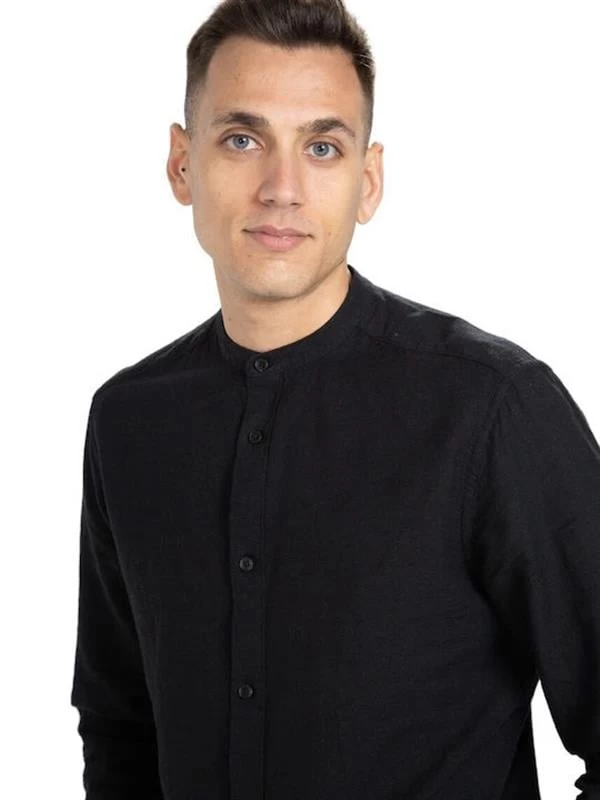 Only & Sons Hakim Yaka Keten Gömlek  - Siyah XL Beden