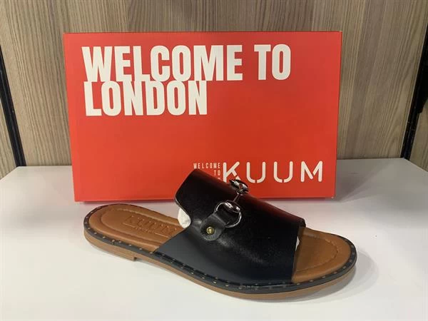 Kuum Hakiki Deri Comfort Terlik - Siyah 36 Numara