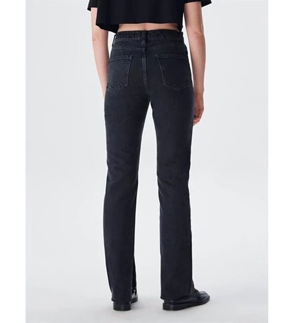 Betıana Slate Gray Yüksek Bel Geniş Paça Jean  - Renk: Antrasit, Beden: 25