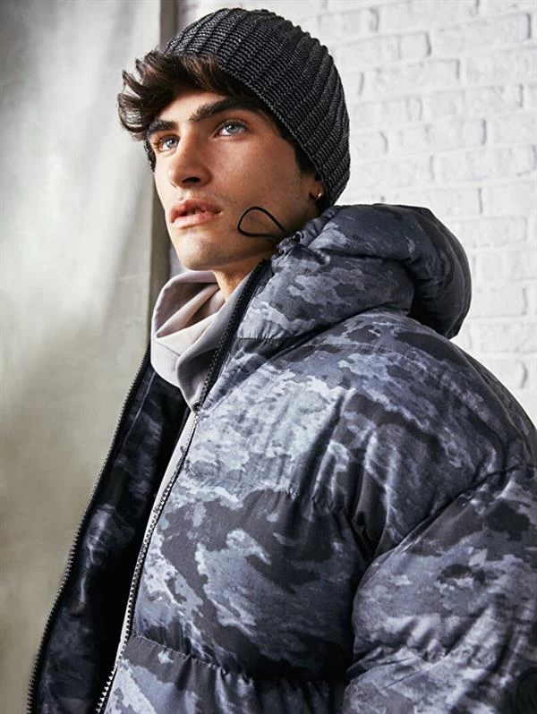 Kamuflaj Su İtici Şişme Mont Antrasit - Renk: Antrasit, Beden: Small