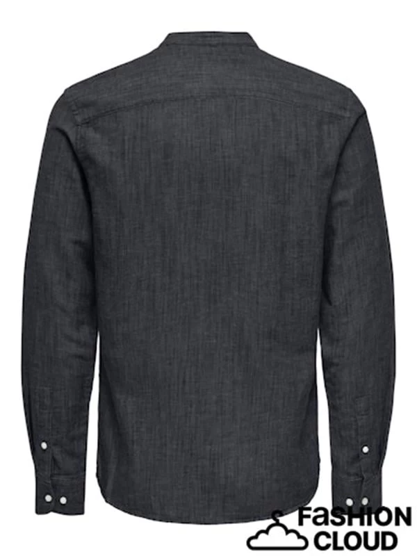 Only & Sons Saf Keten Hakim Yaka Erkek Gömlek - Koyu Lacivert XL Beden