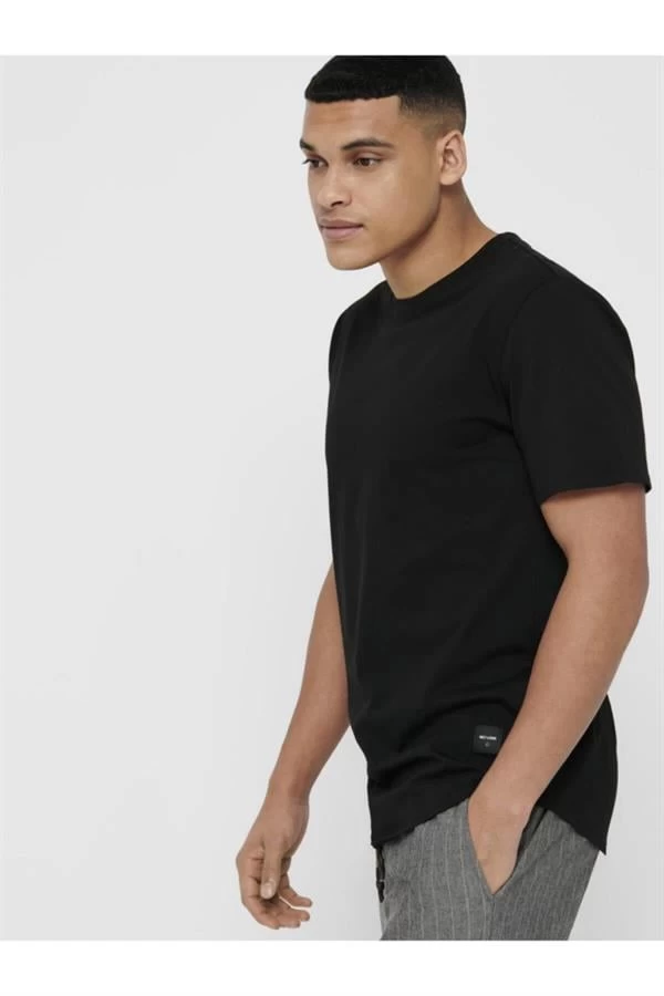 Only & Sons Oval Kesim Erkek T-Shirt - Siyah XS Beden