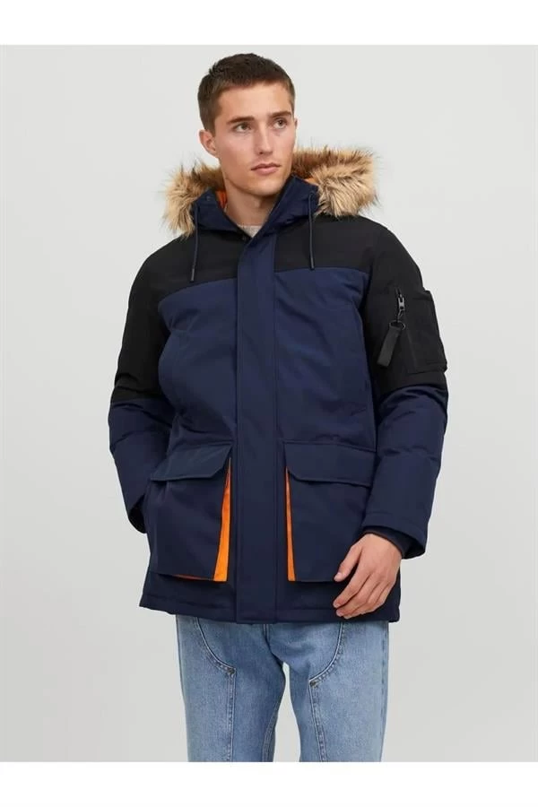 JACK & JONES Parka Homme - Veste Chaude Avec Capuche Amovible