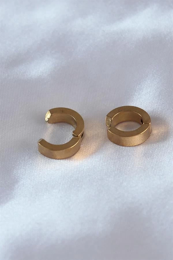 316l Çelik Gold Renk Sıkıştırmalı Erkek Küpe
