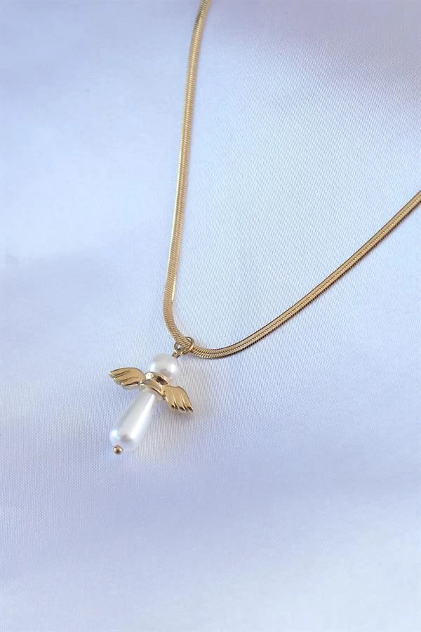 316l Çelik Gold Renk İtalyan Zincir Model Piyon Figür Kadın Kolye