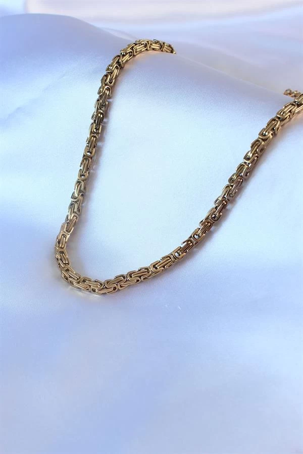 316l Çelik Gold Renk Kral Zincir Model Erkek Kolye