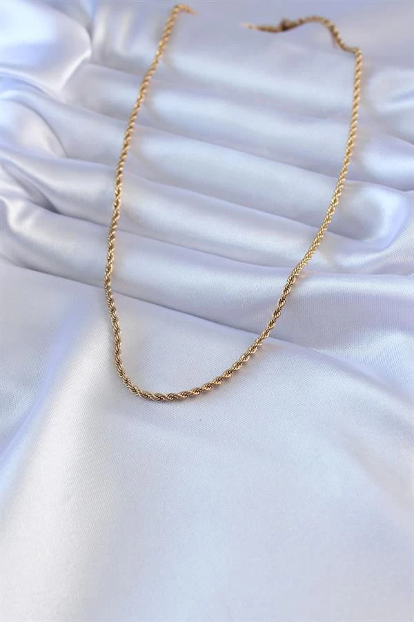 316l Çelik Gold Renk Burgu Model 45 Cm Kadın Kolye