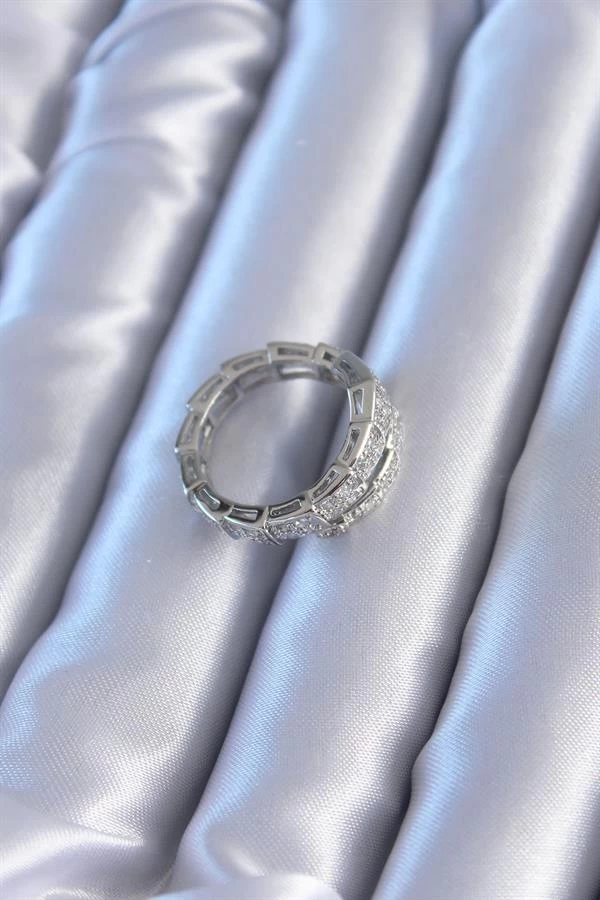 Vip Seri Gümüş Renk Yılan Model Kadın Yüzük