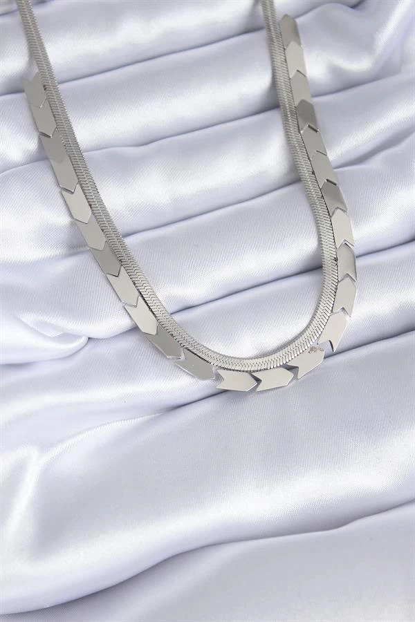 316l Çelik Gümüş Renk İtalyan Zincir Model Kadın Kolye