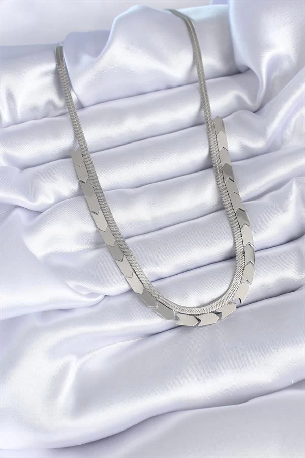 316l Çelik Gümüş Renk İtalyan Zincir Model Kadın Kolye