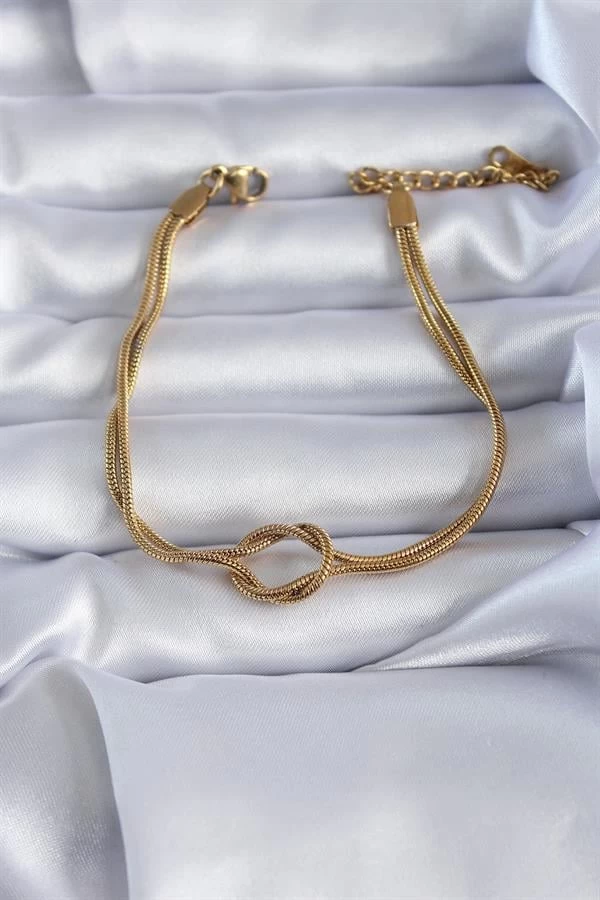 316l Çelik Gold Renk Düğüm Model Kadın Bileklik