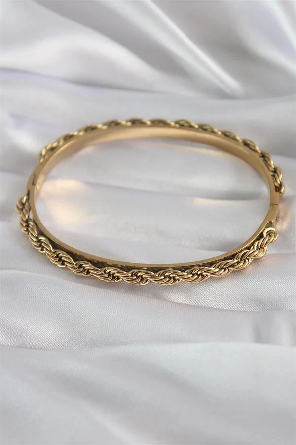 316l Çelik Gold Renk Burgu Zincir Model Kadın Kelepçe