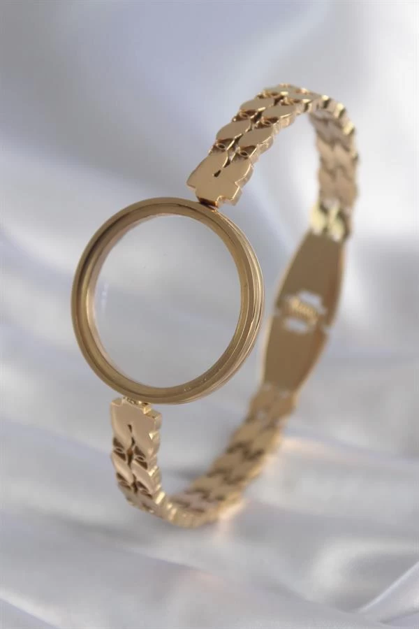 316l Çelik Gold Renk Arpa İşleme Açılabilir Fanus Model Kadın Kelepçe