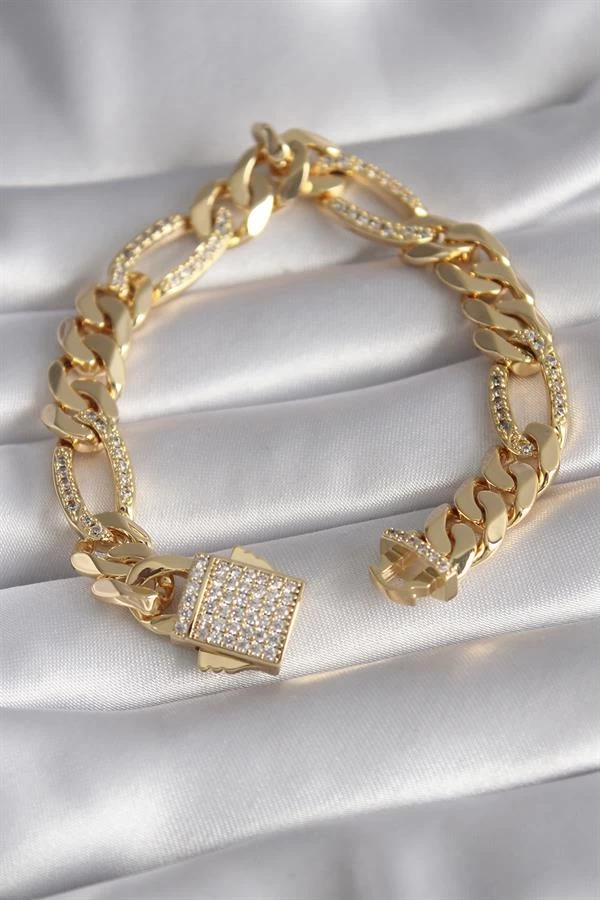 Gold Renk Zirkon Taşlı Zincir Vip Exclusive Seri Gurmet Model Kadın