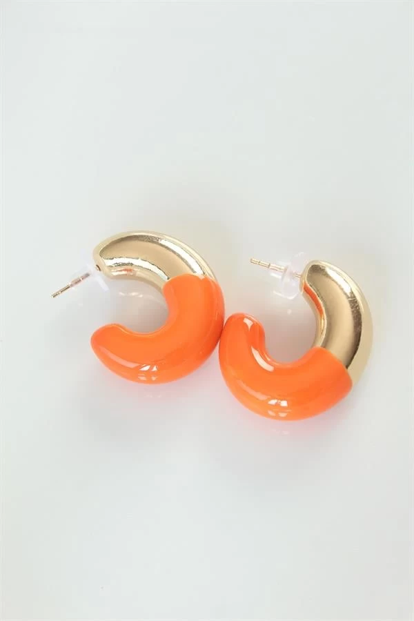 Ccb Turuncu Gold Çift Renk Küpe