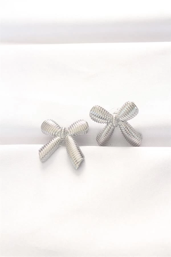 Pirinç Gümüş Renk Fiyonk Küpe