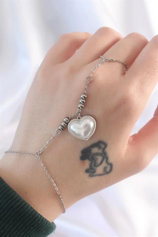 316l Çelik Gümüş Renk Beyaz Bubble Kalp Tasarımlı Şahmeran