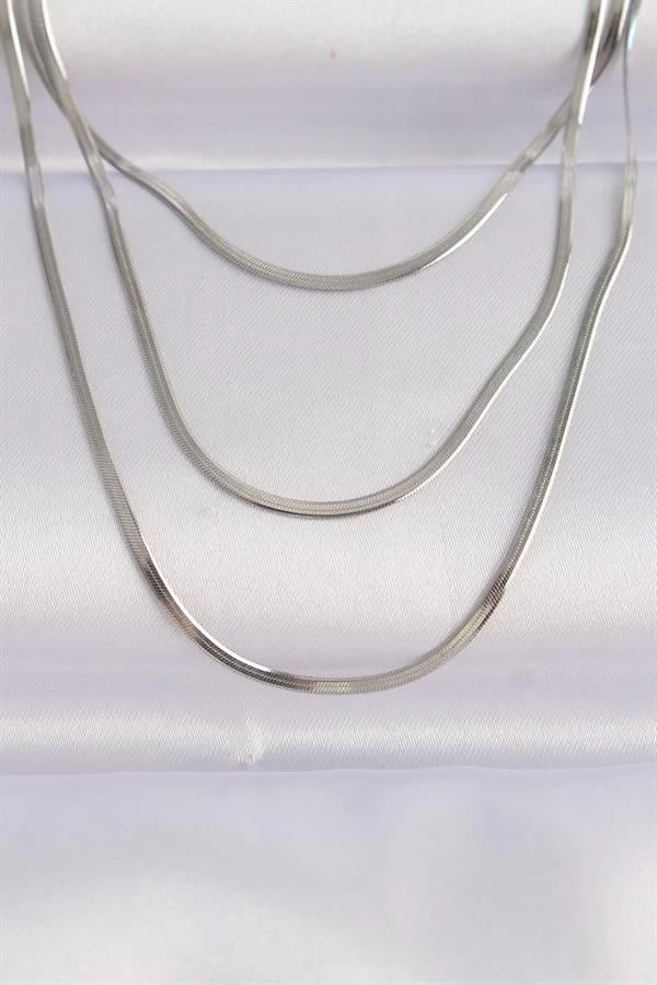 316l Çelik Gümüş Renk İtalyan Zincir Çoklu Kolye