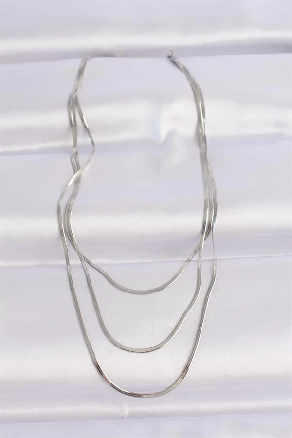 316l Çelik Gümüş Renk İtalyan Zincir Çoklu Kolye