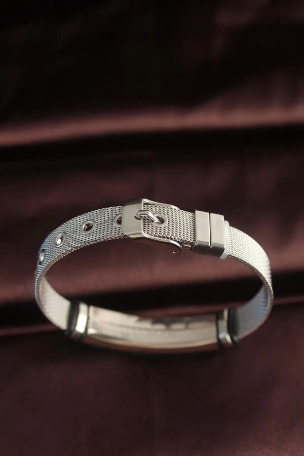 316l Çelik Siyah Desenli Ayarlanabilir Hasır Kordonlu Bileklik