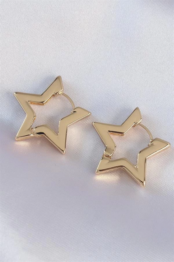 Pirinç Gold Renk Yıldız Küpe