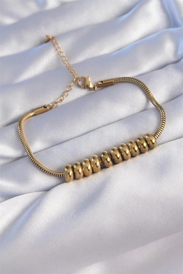 316l Çelik Gold Renk Oval Figürlü Bileklik