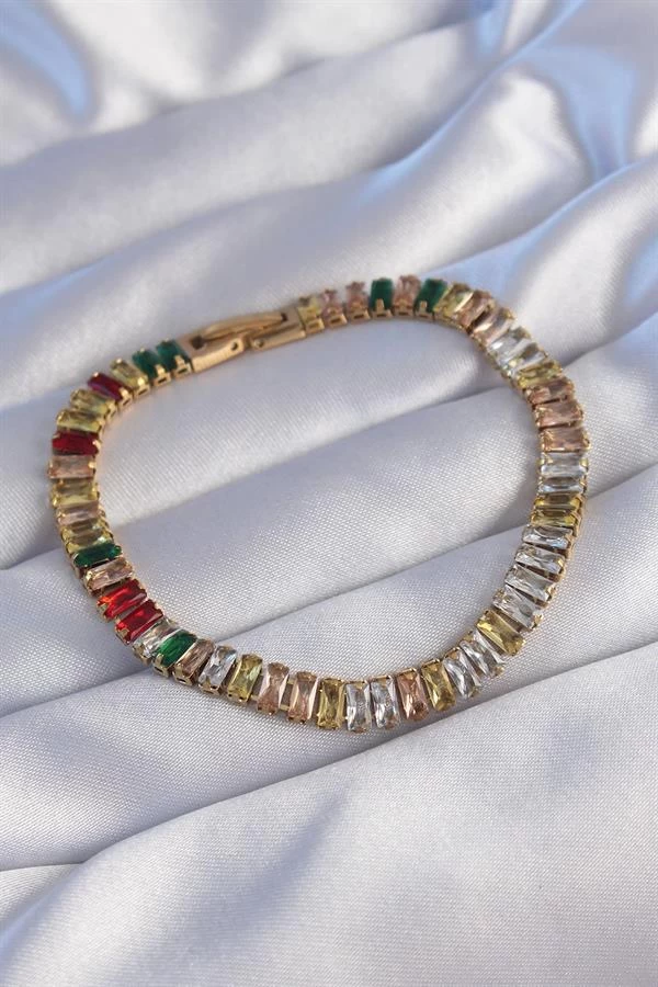 316l Çelik Gold Renk Renkli Su Yolu Tasarımlı Bileklik