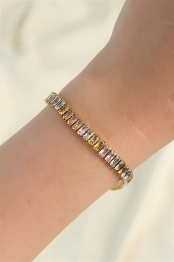 316l Çelik Gold Renk Renkli Su Yolu Tasarımlı Bileklik