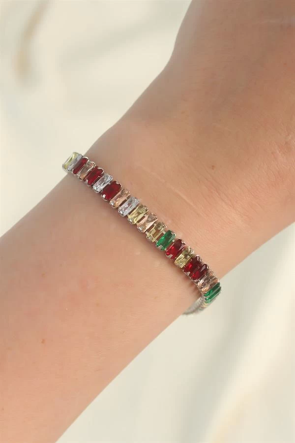 316l Çelik Gümüş Renk Renkli Su Yolu Tasarımlı Bileklik