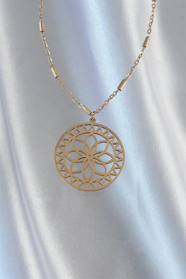 316l Çelik Zincir Gold Renk Lotus Model Kolye