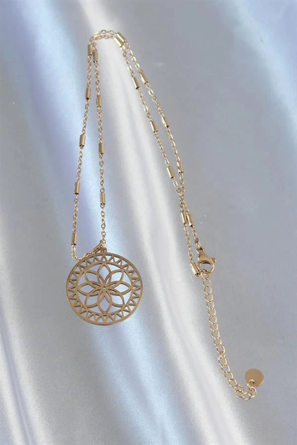 316l Çelik Zincir Gold Renk Lotus Model Kolye