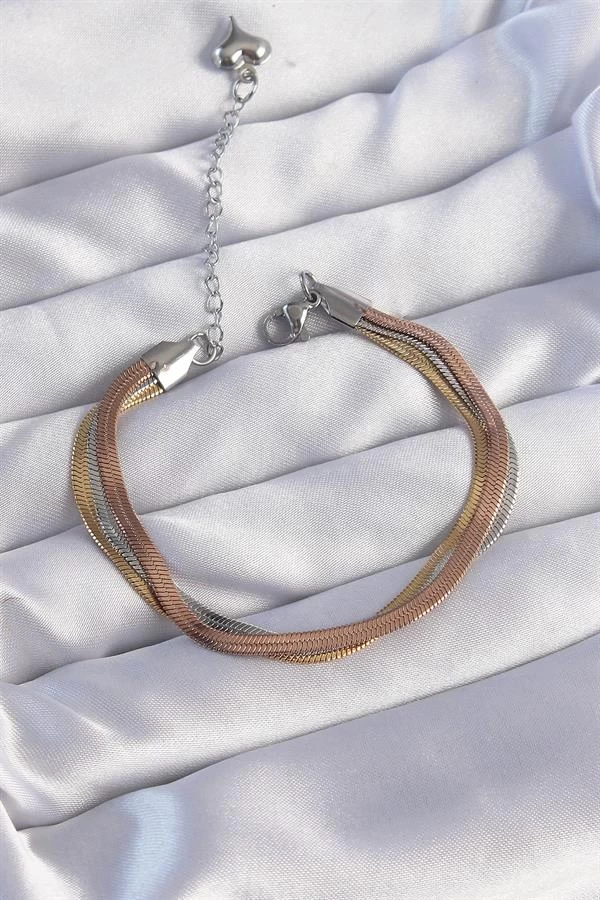 316l Çelik Renkli İtalyan Zincir Model Çoklu Bileklik