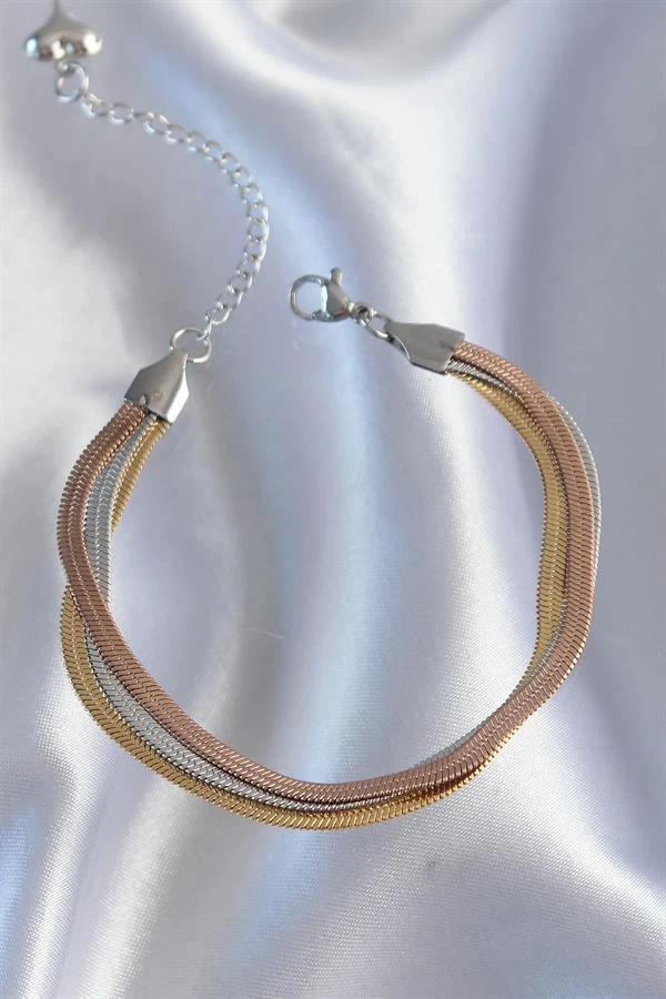 316l Çelik Renkli İtalyan Zincir Model Çoklu Bileklik