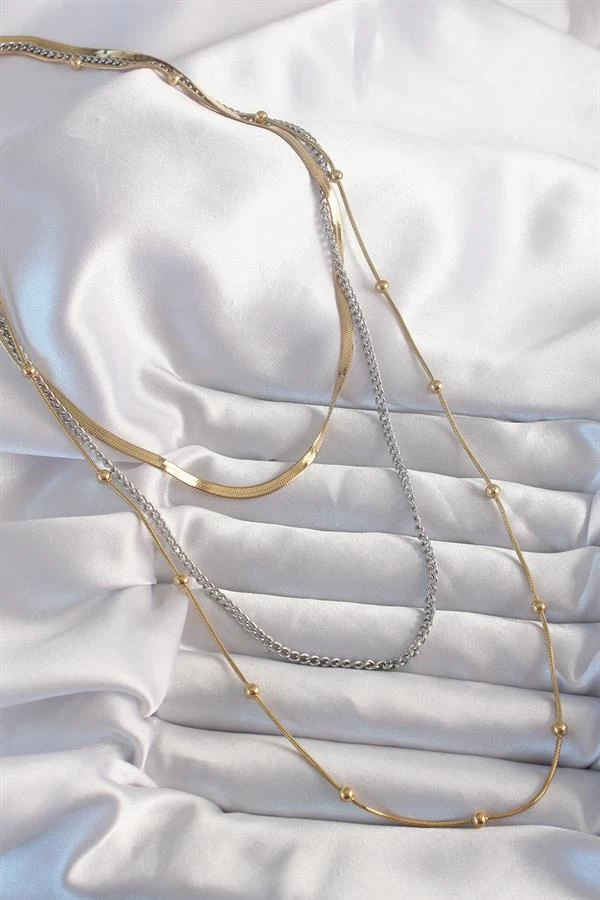 316l Çelik Çift Renk Uzun Çoklu Kolye