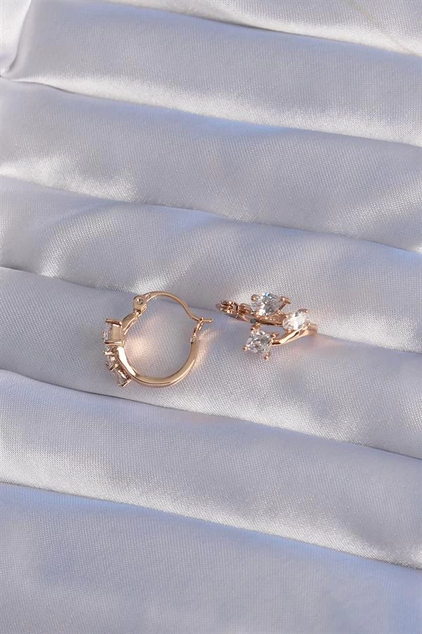 Xupİng Rose Renk Zirkon Taşlı Halka Küpe