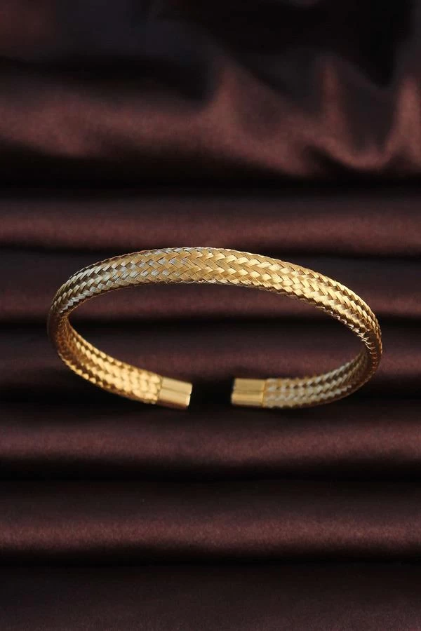 316l Çelik Altın Renk Hasır Görünüm Erkek Bileklik