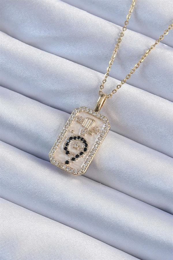 316l Çelik Zincir Altın Renk Zirkon Taşlı Minimal Papatya Figürlü Tarot Kolye