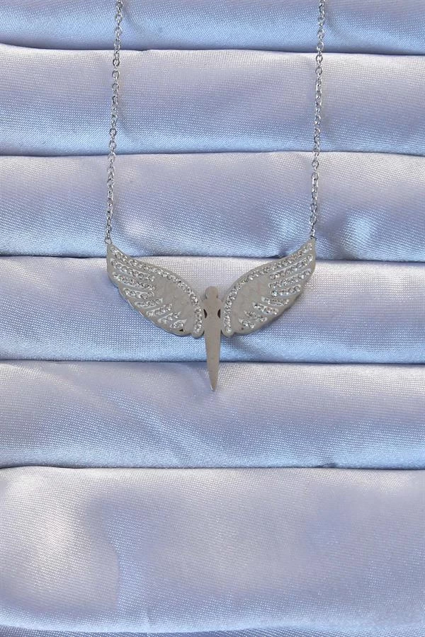 316l Çelik Gümüş Renk Zirkon Taşlı Mikail Kolye