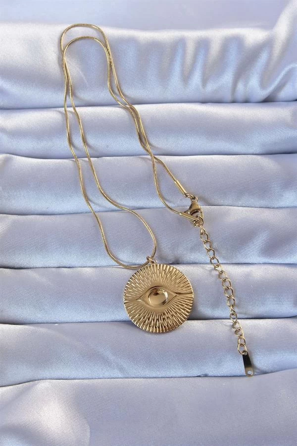 316l Altın Renk İşlemeli Göz Kolye