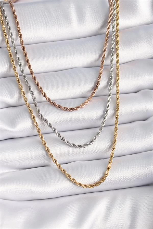 316l Çelik Mix Renk Burgu Zincir Model Kadın Kolye