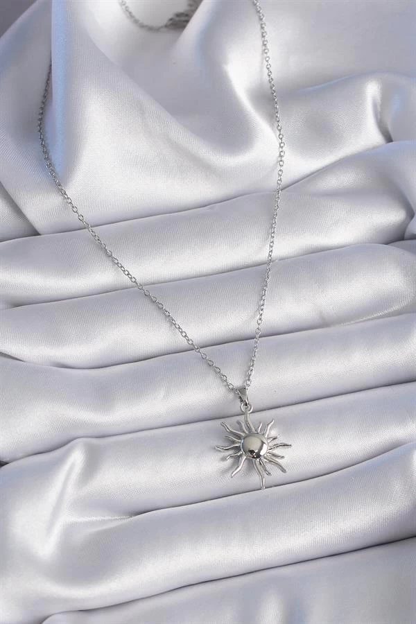 316l Çelik Gold Renk Zincir Güneş Figür Kadın Kolye