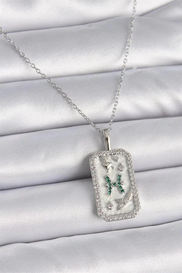 316l Çelik Gümüş Renk Zincir Balık Burcu Zirkon Taşlı Kadın Kolye