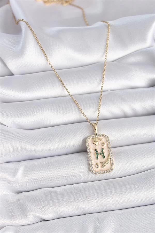 316l Çelik Gold Renk Zincir Balık Burcu Zirkon Taşlı Kadın Kolye