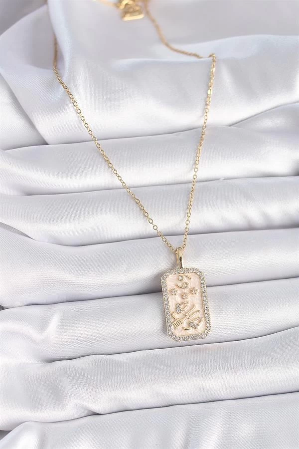 316l Çelik Gold Renk Zincir Yengeç Burcu Zirkon Taşlı Kadın Kolye