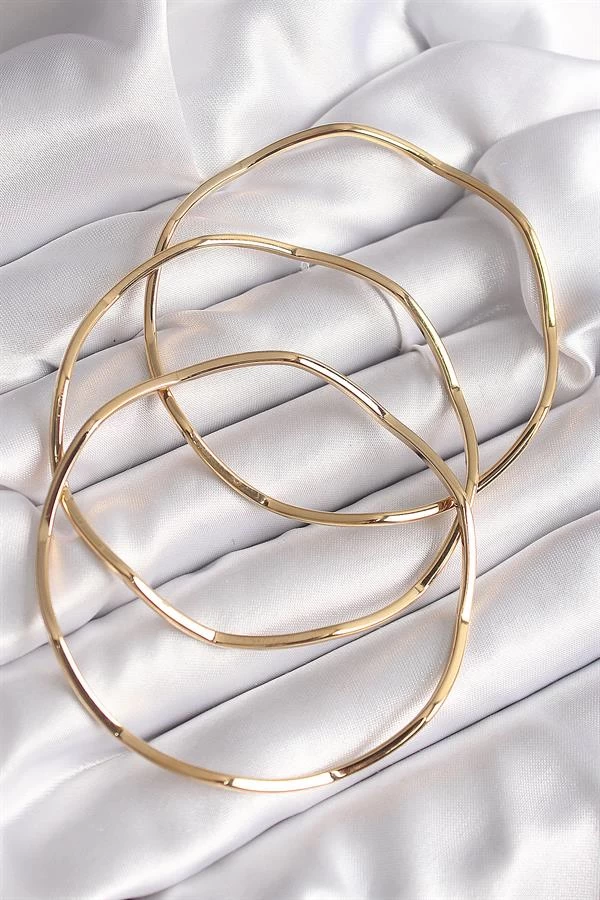 316l Çelik Gold Renk 65 Mm Zikzak Model Ajda Bilezik