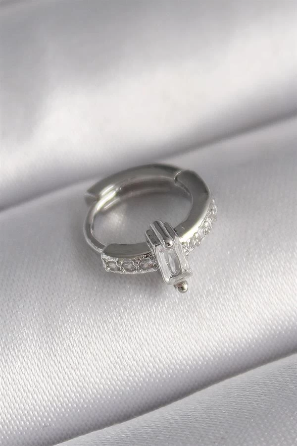 316l Çelik Gümüş Renk Zirkon Taşlı Tragus Piercing