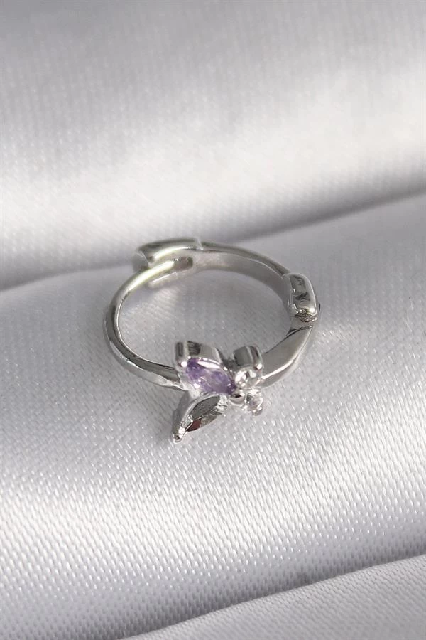 316l Çelik Gümüş Renk Zirkon Taşlı Kelebek Model Tragus Piercing