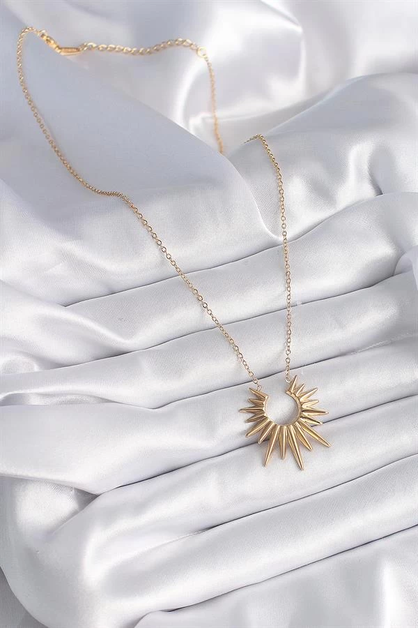 316l Çelik Gold Renk Güneş Model Vintage Kadın Kolye