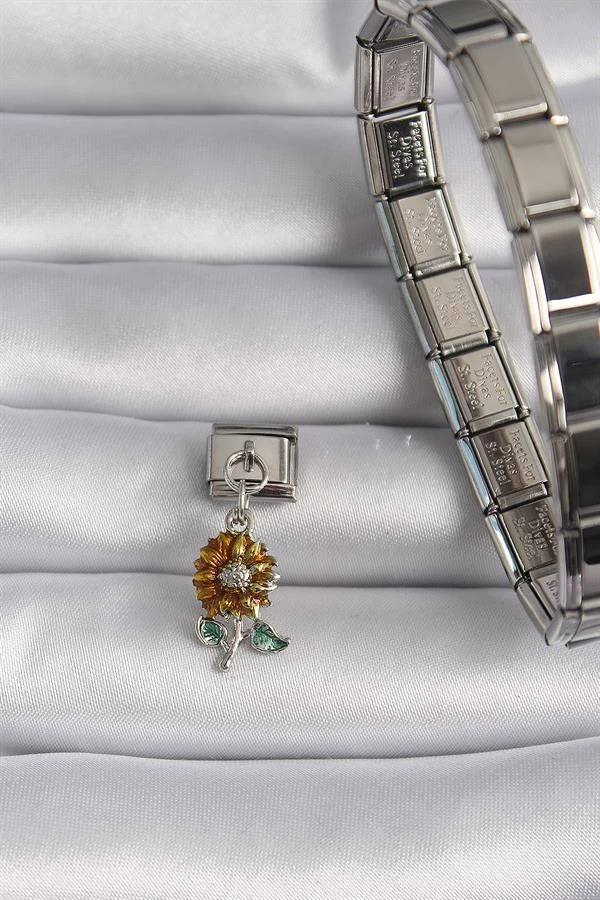 316l Çelik Gümüş Renk Papatya Model Nomination Charm